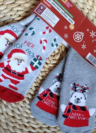 Термоноски махровые новогодние с стопперами 2в1, р.27-30