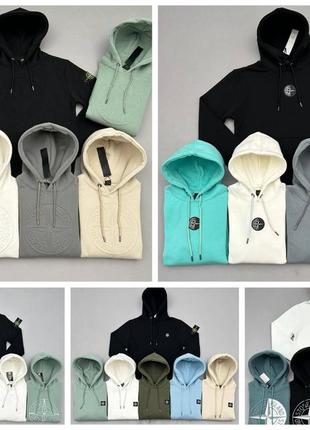 Теплое худи на флисе stone island