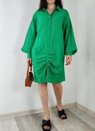 Фактурна зелена сукня-сорочка shein3 фото