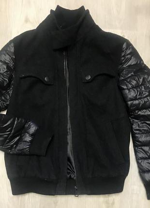 Куртка бомбер комбинированная шерсть графит черная landclape7 фото