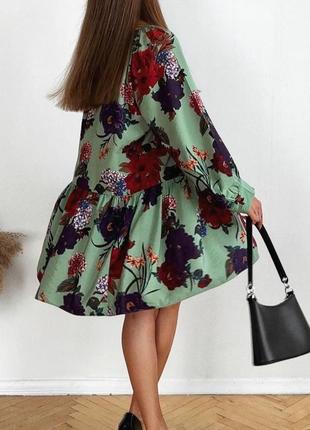 Сукня бохо в квітковий принт натуральна3 фото