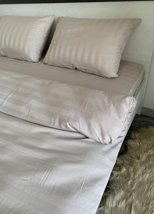Комплект постельного белья с простыней на резинке, светло-бежевый1 фото