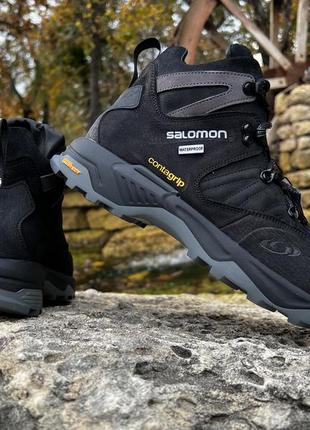 Зимние кожаные ботинки, кроссовки термо salomon contagrip gore-tex