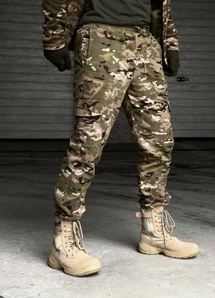 Чоловічі зимові тактичні штани камуфляжні на флісі  ⁇  армійські штани теплі мультикам (bon)10 фото