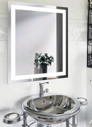 Дзеркало з підсвіткою led у ванну, спальню, передпокій zsd-003 (700*800)1 фото
