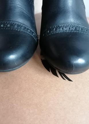 Черные кожаные короткие сапоги, ботинки.6 фото