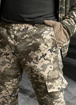 Мужские зимние тактические брюки камуфляжные на флисе | армейские штаны теплые мультикам (bon)9 фото