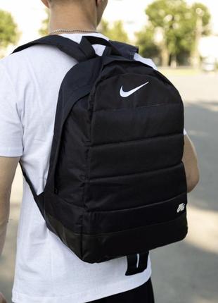 Рюкзак nike air найк спортивний міський чорний чоловічий жіночий портфель сумка для ноутбука коженая вставка (bon)3 фото