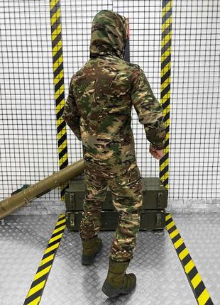 Тактичний костюм софтшел мультикам осінь військова форма multicam softshell на флисі з капюшоном з безліччю кишень7 фото