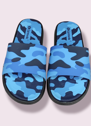 Резиновые тапочки летние шлепки синие
