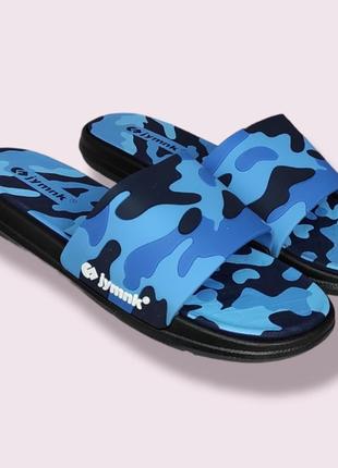 Резиновые тапочки летние шлепки синие