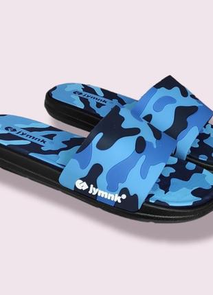 Резиновые тапочки летние шлепки синие
