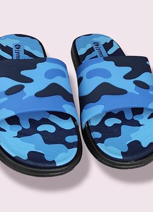 Резиновые тапочки летние шлепки синие