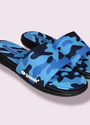 Резиновые тапочки летние шлепки синие