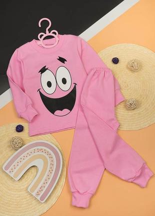 Тепла яскрава піжама з начосом дитяча губка боб, патрік, планктон, білка сенді детская пижама с принтом