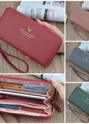 Жіночий клатч гаманець на блискавці з ручкою