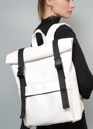 Женский белый рюкзак ролл для путешествий4 фото
