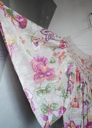 Платье-туника длинная блуза в цветочный принт италия6 фото