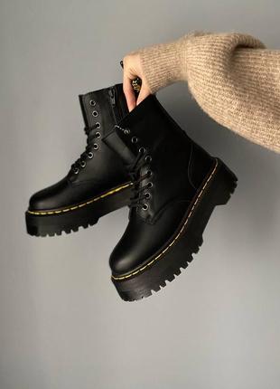 Сапоги кожаные зимние на меху ❤❄ dr martens jadon black, ботинки на платформе2 фото