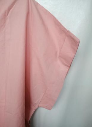 Розовая плотная рубашка оверсайз батал большой размер (к113)8 фото