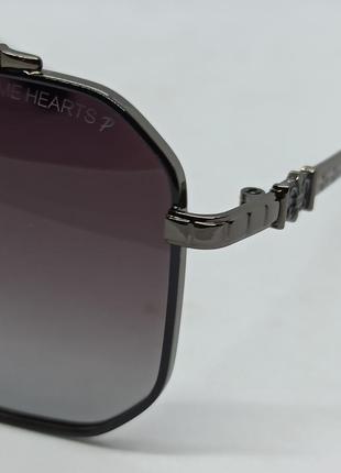 Chrome hearts очки мужские солнцезащитные брендовые серо коричневый градиент в металлической оправе3 фото