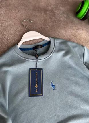 Мужской свитшот polo ralph lauren голубой весенний осенний | мужская кофта поло без капюшона (bon)6 фото