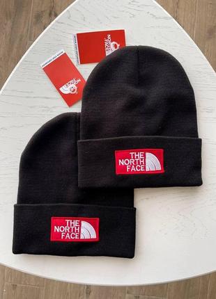 Чоловіча зимова шапка the north face чорна акрилова зе норд фейс тепла лого вишивка (bon)