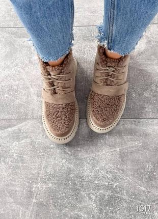 Стильные ботиночки redise, мокко, натуральная замша/мех, зима9 фото
