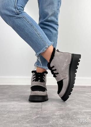 Стильные ботиночки redise, серый, натуральная замша/мех, зима8 фото