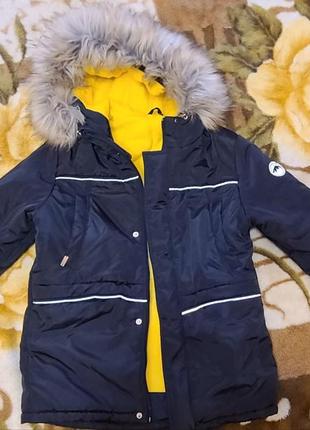 Парка куртка зимняя теплая для мальчика бемби 146 см черная1 фото