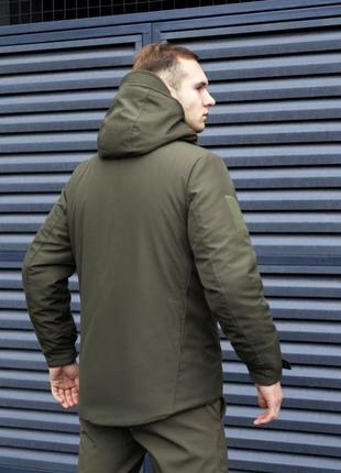 Мужская зимняя тактическая куртка хаки армейская военная из плащевки до -20*с с липучками для шевронов (bon)7 фото