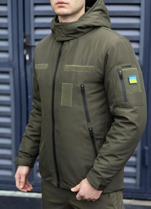 Мужская зимняя тактическая куртка хаки армейская военная из плащевки до -20*с с липучками для шевронов (bon)3 фото