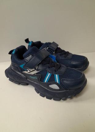 Кроссовки подростковые синие с бирюзовым на липучке с-5109. размеры:31,32,33,34,35,36.1 фото