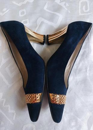 Брендові елегантні темно- сині туфлі,лодочки5 фото