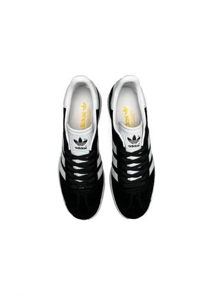 Мужские кроссовки adidas originals m gazelle черно-белые замшевые демисезонные адидас газели (bon)5 фото