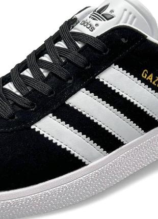 Мужские кроссовки adidas originals m gazelle черно-белые замшевые демисезонные адидас газели (bon)8 фото