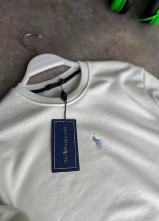 Мужской свитшот polo ralph lauren молочный весенний осенний | мужская кофта поло без капюшона (bon)4 фото