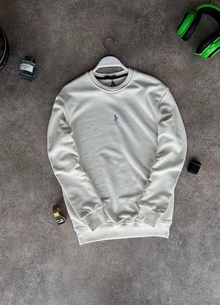 Мужской свитшот polo ralph lauren молочный весенний осенний | мужская кофта поло без капюшона (bon)