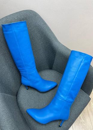 Ексклюзивні сині чоботи на шпильці багато кольорів2 фото