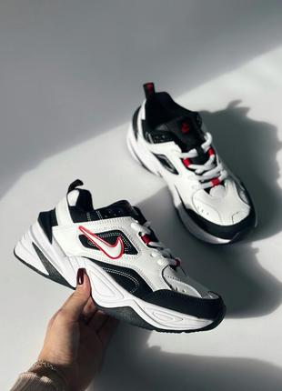 Женские кроссовки nike m2k tekno termo белые с черным кожаные до 0*с найк текно термо демисезонные (bon)