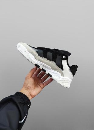 Мужские кроссовки adidas niteball черно-белые рефлектив адидас найтбол в сетку весенние осенние (bon)3 фото
