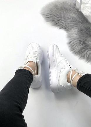 Nike air force jester кожаные кроссовки найк в белом цвете (весна-лето-осень)😍6 фото