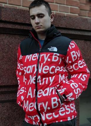 Топовый принтованный пуховик в стиле tnf supreme тн мужской теплый к -20 качественный зимний the north face