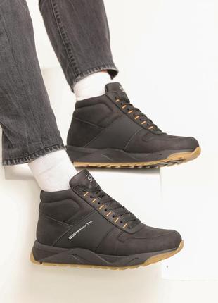 Стильні зимові чорні чоловічі черевики,напівчеревики шкіряні/шкіра-чоловіче взуття на зиму