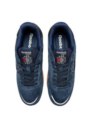 Мужские кроссовки reebok classic синие замшевые демисезонные рибок классик (bon)6 фото