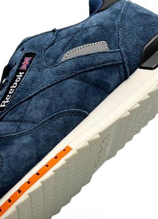 Мужские кроссовки reebok classic синие замшевые демисезонные рибок классик (bon)9 фото