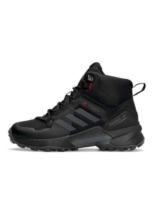 Мужские зимние кроссовки adidas terrex swift r gore tex черные с красным высокие до -21*с адидас терекс термо