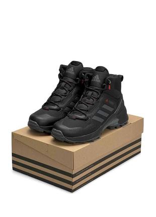 Зимові чоловічі кросівки adidas terrex swift r gore tex чорні з червоним високі до -21*с адідас терекс термо7 фото