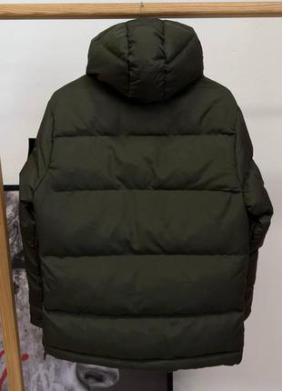Мужская зимняя куртка stone island хаки до -25*с теплая пуховик стон айленд с капюшоном (bon)2 фото