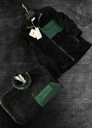 Топовая мужская кофта плюшевая на молнии качественная премиум в стиле лакост lacoste стильная мишка теплая зимняя1 фото